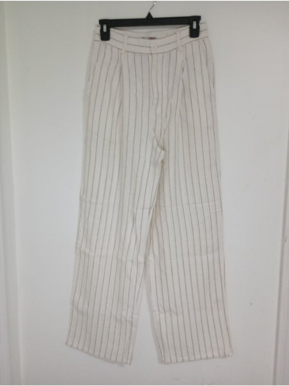 Urban Outfitters Womens Beige & Brown Striped Linen-Blend Wide-Leg Pants Size S